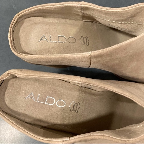 Aldo sz 6 light tan leather heeled mules - Picture 9 of 14